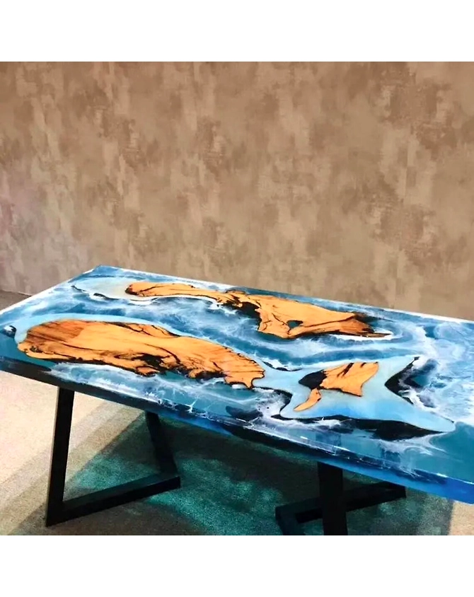 Customized Large Epoxy Resin Table, Unique Ocean Blue, Kitchen &amp; Dining Table for 2, 4, 6, 8, Bar Counter Living Room Table Top Only-60by30-2