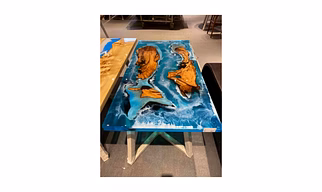 Customized Large Epoxy Resin Table, Unique Ocean Blue, Kitchen & Dining Table for 2, 4, 6, 8, Bar Counter Living Room Table Top Only