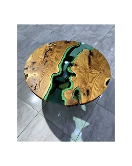 Aura Green Round Epoxy Round Table Green River Table Resin Coffee Table, Side Table & End Table Acacia Wooden Table Top Only
