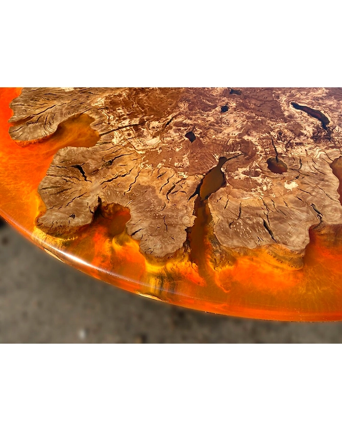 Custom Made Classic Orange Epoxy Round Table Top Dining Table 2, 4, 6, 10 Side Table Resin Coffee Table Walnut Table Top Only-18by18-3