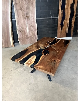 Natural Solid Wood Epoxy Resin Table , Living Room Table End Table , Coffee table 2, 4, 6 , 8 Bar Counter Wooden Patio Table Top Only