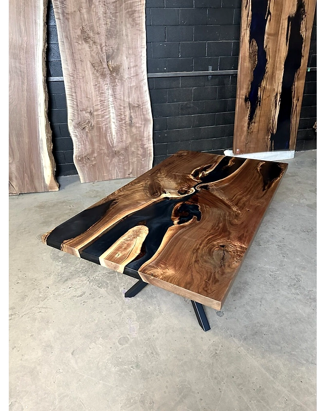 Natural Solid Wood Epoxy Resin Table , Living Room Table End Table , Coffee table 2, 4, 6 , 8 Bar Counter Wooden Patio Table Top Only-535454-1