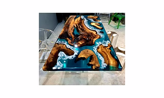 Personalized Large Indoor Epoxy Dining Table, Resin Coffee Table, High Gloss Home Decor Table for 2, 4, 6, 8, Epoxy Living Room Table Top Only