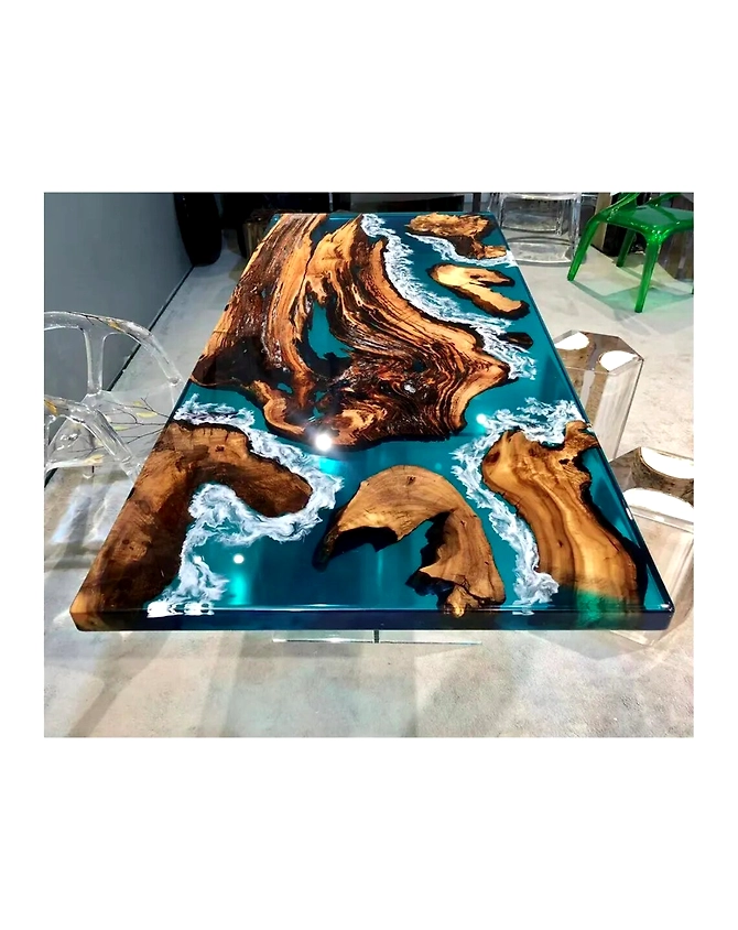 Personalized Large Indoor Epoxy Dining Table, Resin Coffee Table, High Gloss Home Decor Table for 2, 4, 6, 8, Epoxy Living Room Table Top Only-654995-1