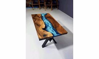 Customized Large Wooden River Look, Resin Dining Table for 2, 4, 6, 8 Living Room Table, Walnut Table Epoxy Coffee Table Top Only