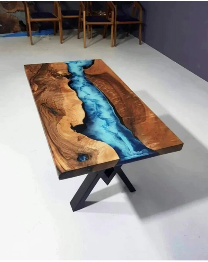 Customized Large Wooden River Look, Resin Dining Table for 2, 4, 6, 8 Living Room Table, Walnut Table Epoxy Coffee Table Top Only-56357-1
