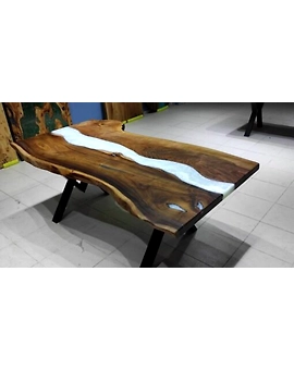 Large Indoor Epoxy Dining Table Resin Coffee Table for 2, 4, 6, 8 White Epoxy Living Room Table, Patio Wooden Walnut Table Top Only