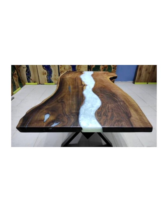 Large Indoor Epoxy Dining Table Resin Coffee Table for 2, 4, 6, 8 White Epoxy Living Room Table, Patio Wooden Walnut Table Top Only-60by30-2
