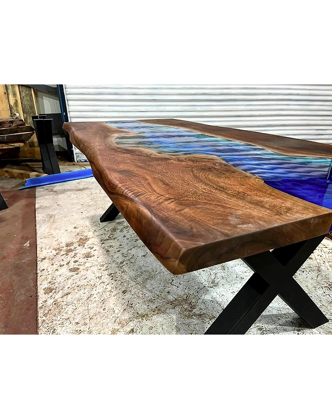 Custom Order 3D Walnut Blue Emerald Green Epoxy Table 2, 4, 6, 8 River Table Dining, Table Coffee Table, Bar Counter, Patio Wooden Table Top Only-60by30-3