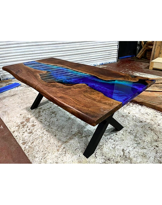 Custom Order 3D Walnut Blue Emerald Green Epoxy Table 2, 4, 6, 8 River Table Dining, Table Coffee Table, Bar Counter, Patio Wooden Table Top Only-60by30-1