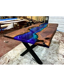 Custom Order 3D Walnut Blue Emerald Green Epoxy Table 2, 4, 6, 8 River Table Dining, Table Coffee Table, Bar Counter, Patio Wooden Table Top Only