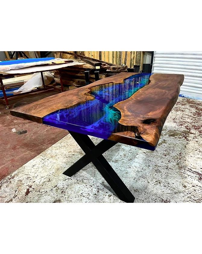 Custom Order 3D Walnut Blue Emerald Green Epoxy Table 2, 4, 6, 8 River Table Dining, Table Coffee Table, Bar Counter, Patio Wooden Table Top Only-64444-1