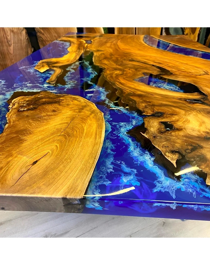 Large Indoor Blue Island Ocean Look Epoxy Dining Table Resin Coffee Table End Table Living Room Table Bar Counter Home Décor Side Table Top-60by30-4