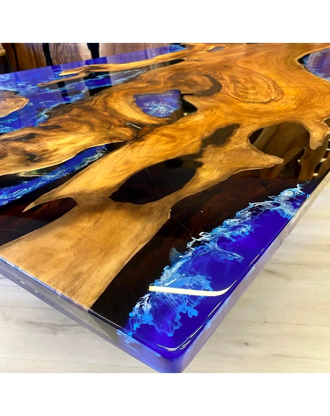 Large Indoor Blue Island Ocean Look Epoxy Dining Table Resin Coffee Table End Table Living Room Table Bar Counter Home Décor Side Table Top-60by30-3