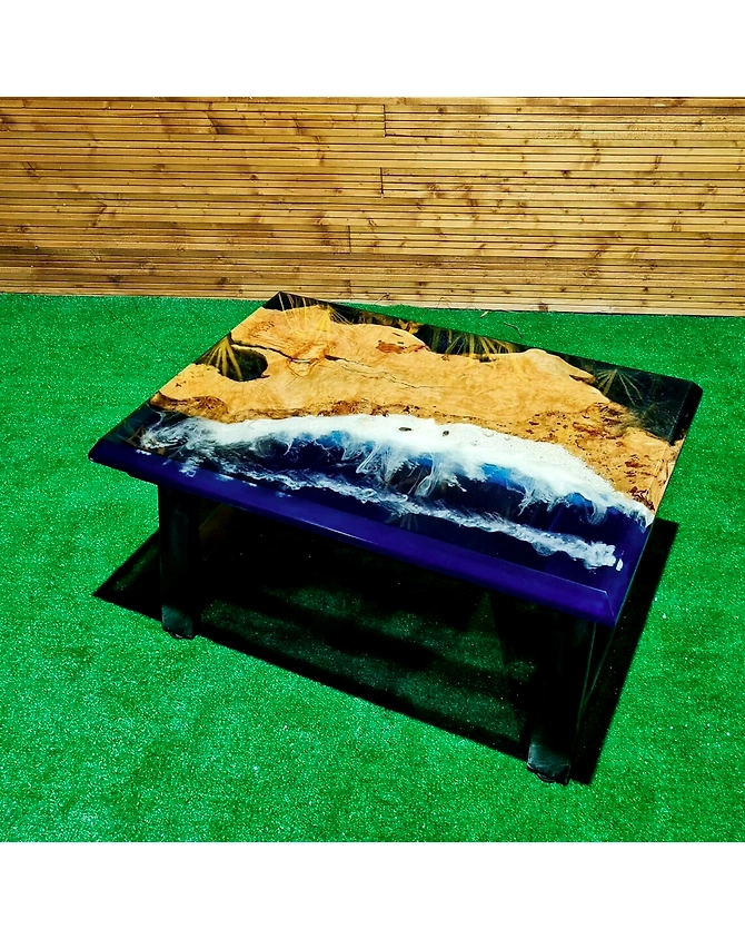 Custom Wood Epoxy Classic Ocean Beach feel Table Coastal Table Resin Dining Table Coffee Table Side/End Table Home Décor Resin Table Top-60by30-4