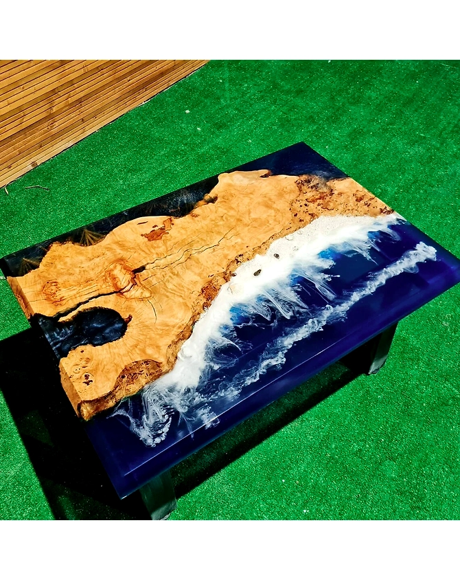 Custom Wood Epoxy Classic Ocean Beach feel Table Coastal Table Resin Dining Table Coffee Table Side/End Table Home Décor Resin Table Top-60by30-3