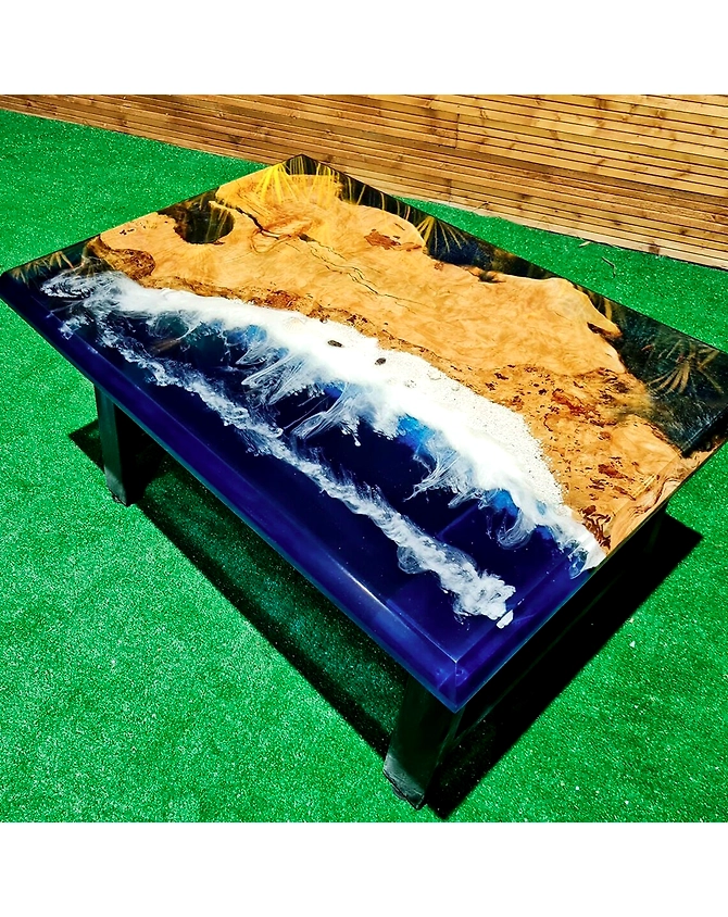 Custom Wood Epoxy Classic Ocean Beach feel Table Coastal Table Resin Dining Table Coffee Table Side/End Table Home Décor Resin Table Top-98563-1