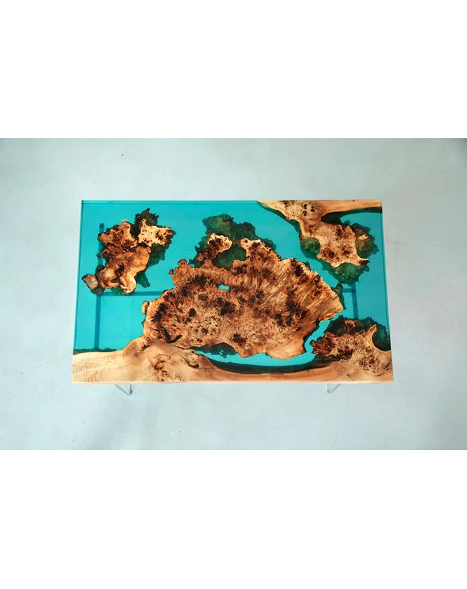 Custom Wood Resin Epoxy Clear Transparent Green Table Coastal table Top Resin Dining Table Coffee Table Side/End Table Home Décor Bar Table Top Only-60by30-2