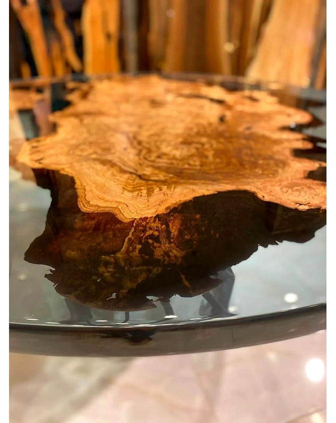 Unique Pattern Blue Round Wooden Epoxy Resin Round Coffee Table Dining Room Table Living Room Table Centre Table End/Side Table Home Décor Top Only-18by18-3