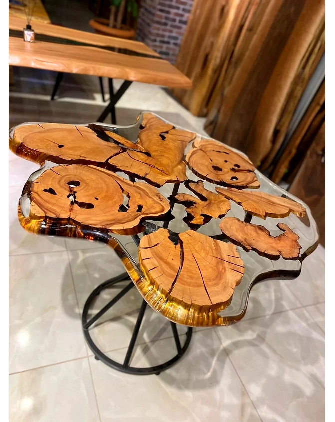 Customized Crystal Clear Transparent Epoxy Resin Table 2, 4, 6, 8  Living Room Table , High Gloss , End Table, Side Table  Coffee Table Wooden Table Top Only-66356-1