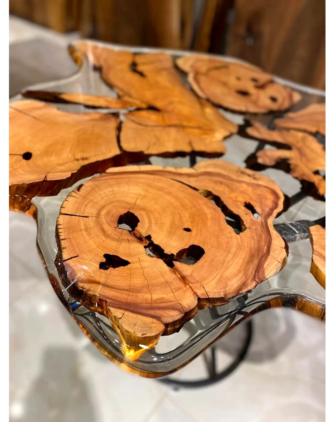 Customized Crystal Clear Transparent Epoxy Resin Table 2, 4, 6, 8  Living Room Table , High Gloss , End Table, Side Table  Coffee Table Wooden Table Top Only-18by18-3