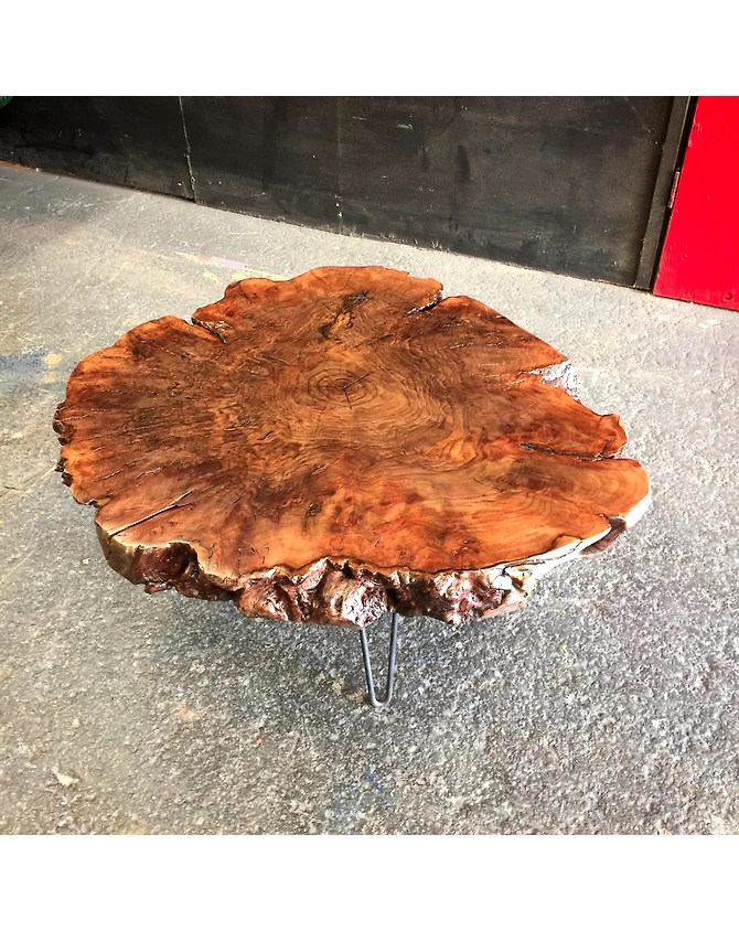 Unique Round Live Edge Crosscuts Epoxy Resin Coffee Table Living Room Table Console Table Study Table Hallway Table Central Table End/Side Table Top Only-685411-1