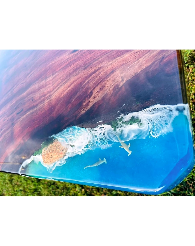 Aquatic Island Waterfall Epoxy Resin Table with Rock and Stone Dining Table Living Room Table Coffee Table Center Table Console Table Side/End Table Patio Table Top Only-60by30-2