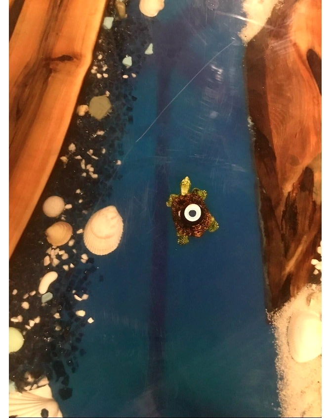 Beautiful Mount Seashore Epoxy Resin Table with Sea Shells and Rock Dining Table Living Room Table Coffee Table Console Table Coastal Table Patio Table Home Décor Top Only-60by30-3