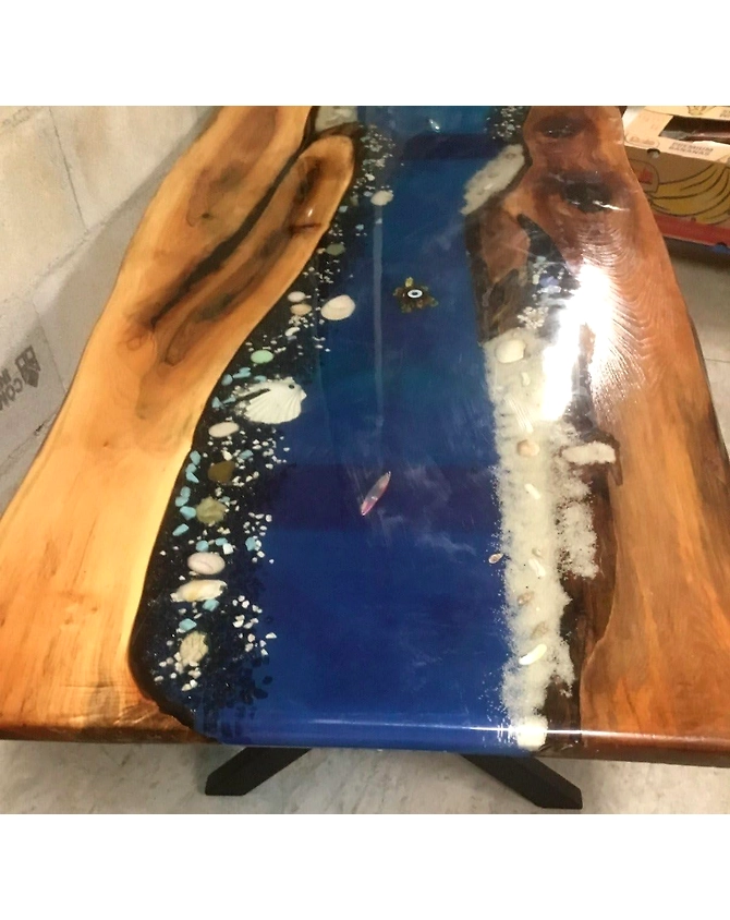 Beautiful Mount Seashore Epoxy Resin Table with Sea Shells and Rock Dining Table Living Room Table Coffee Table Console Table Coastal Table Patio Table Home Décor Top Only-60by30-2