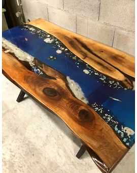 Beautiful Mount Seashore Epoxy Resin Table with Sea Shells and Rock Dining Table Living Room Table Coffee Table Console Table Coastal Table Patio Table Home Décor Top Only