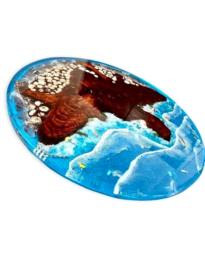 Shoreline Bliss Coastal Resin Look Epoxy Round Coffee Table Center Table Dining Room Table Living Room Table Patio Table Office Table Bar Table Conference Room Table Top Only-18by18-3