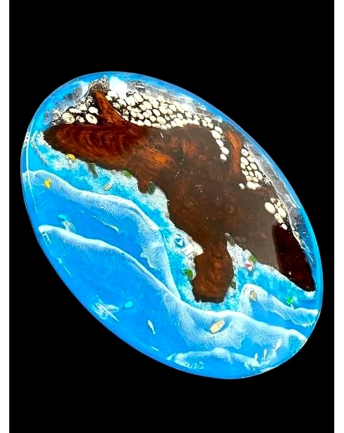 Shoreline Bliss Coastal Resin Look Epoxy Round Coffee Table Center Table Dining Room Table Living Room Table Patio Table Office Table Bar Table Conference Room Table Top Only-18by18-2