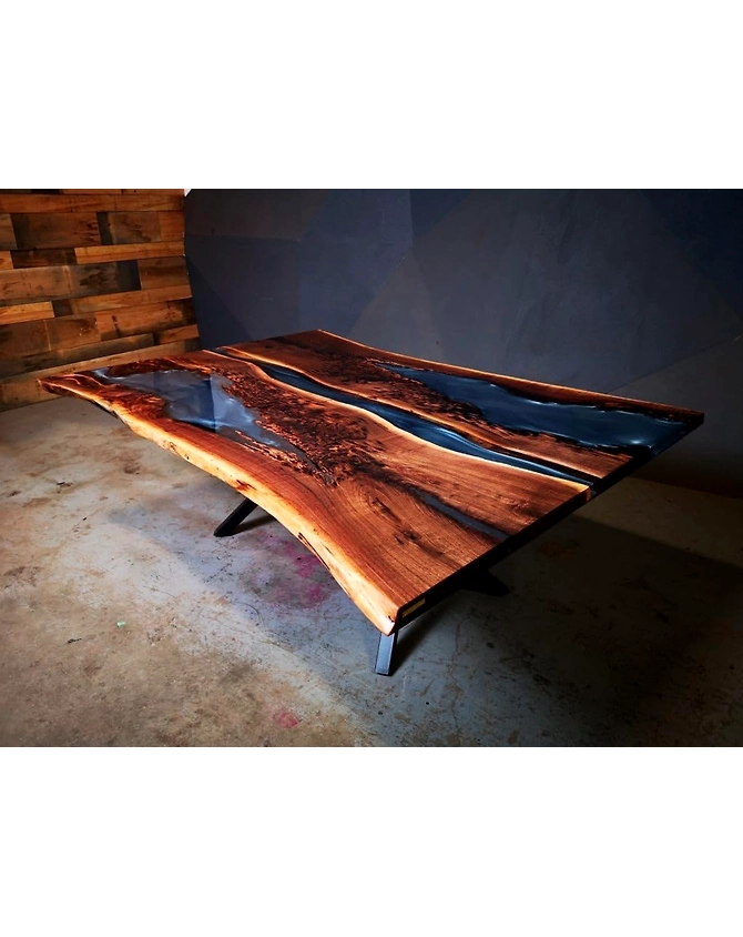 Translucent Live Edge Epoxy Metallic Gray Resin Dining Table Coffee Table Living Room Table Conference Table Center Table Console Table End Table Top Only-60by30-4