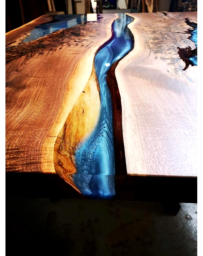 Translucent Live Edge Epoxy Metallic Gray Resin Dining Table Coffee Table Living Room Table Conference Table Center Table Console Table End Table Top Only-60by30-3