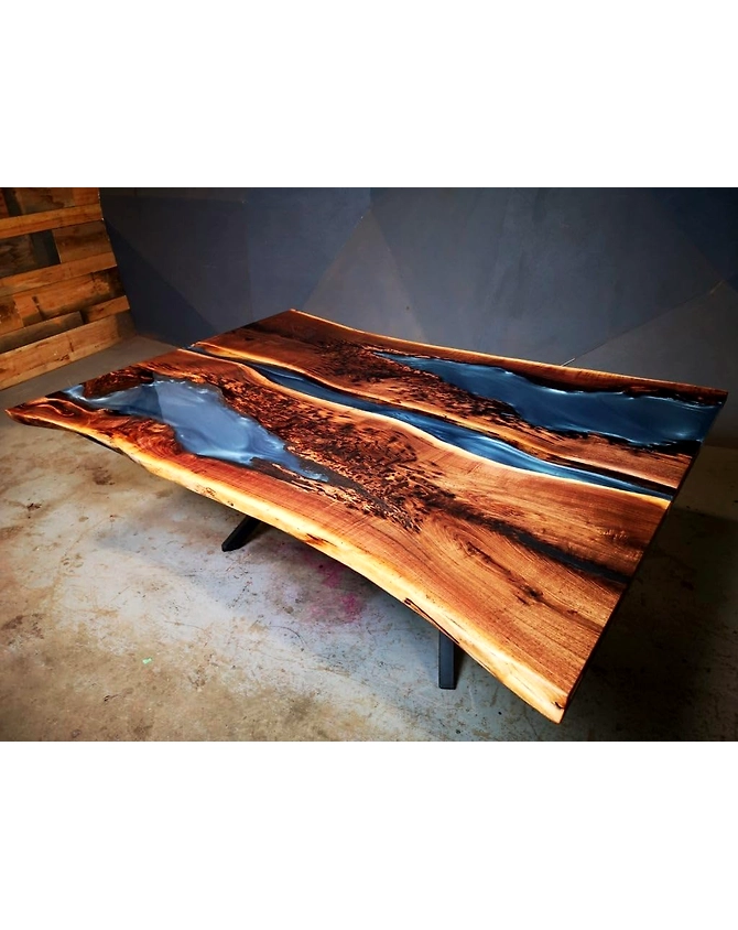 Translucent Live Edge Epoxy Metallic Gray Resin Dining Table Coffee Table Living Room Table Conference Table Center Table Console Table End Table Top Only-60by30-2