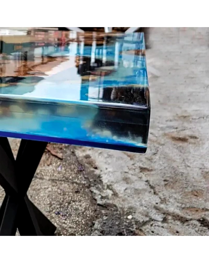 Blue Ocean and Island Design Epoxy Table, Luxury Table for Home Decoration, Solid Wood Island Designed Dining Table Top Only-108by36-4