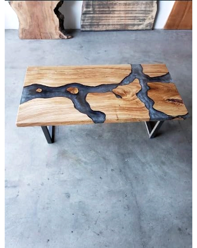 Large Indoor Grey Epoxy Dining Table Resin Coffee Table Living Room Table River Flow for 2, 4, 6, 8 Table Top Resin Epoxy Table Wooden Table Patio Table Top Only-60by30-4
