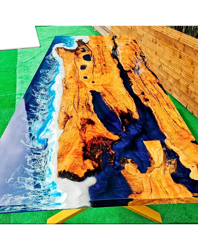 Nebula Blue Epoxy Resin Dining Table Coffee Table Kitchen Table Office Table Conference Table Living Room Console Table Table End/Side Table Patio Table Home Décor Top Only-87878