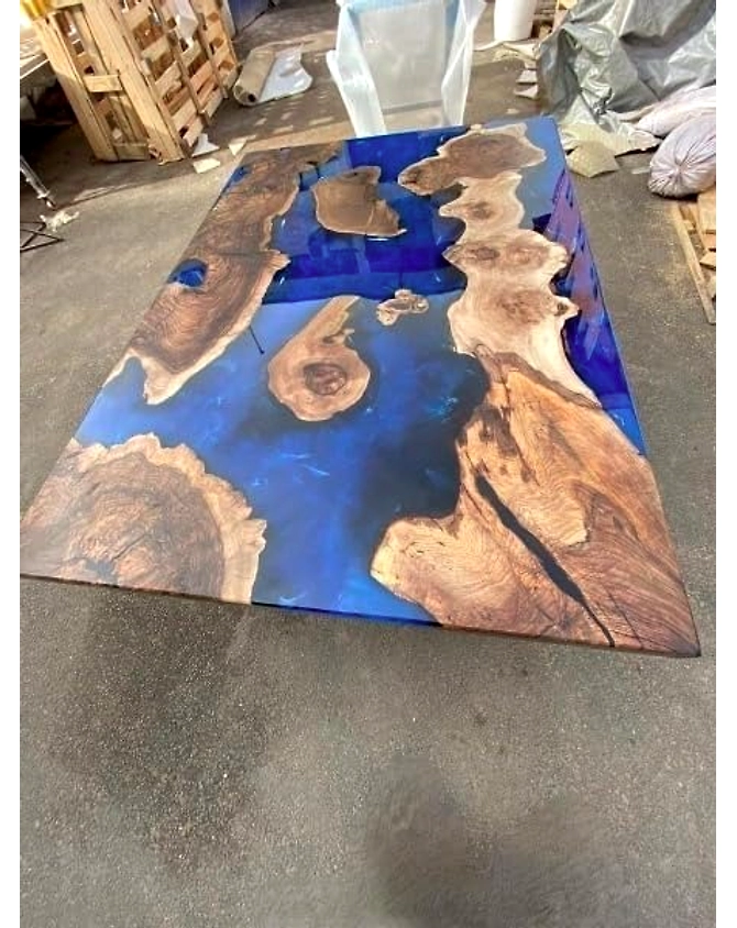 Alluring River Blue Epoxy Resin Table Dining Table Living Room Table Coffee Table Center Table Kitchen Table Console Table Patio Table Side/End Table Home Décor Top Only-60by30-4
