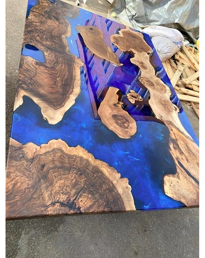 Alluring River Blue Epoxy Resin Table Dining Table Living Room Table Coffee Table Center Table Kitchen Table Console Table Patio Table Side/End Table Home Décor Top Only-60by30-3