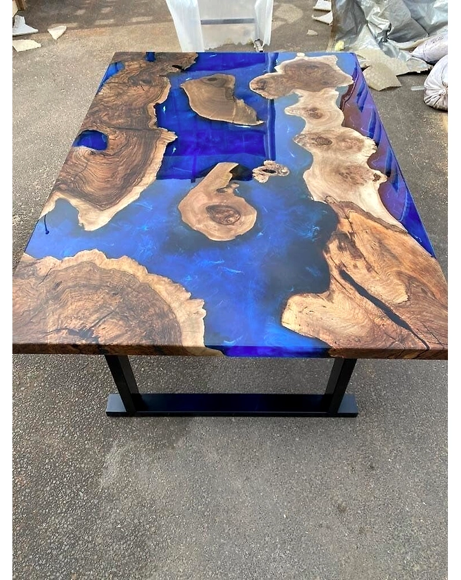 Alluring River Blue Epoxy Resin Table Dining Table Living Room Table Coffee Table Center Table Kitchen Table Console Table Patio Table Side/End Table Home Décor Top Only-86452-1