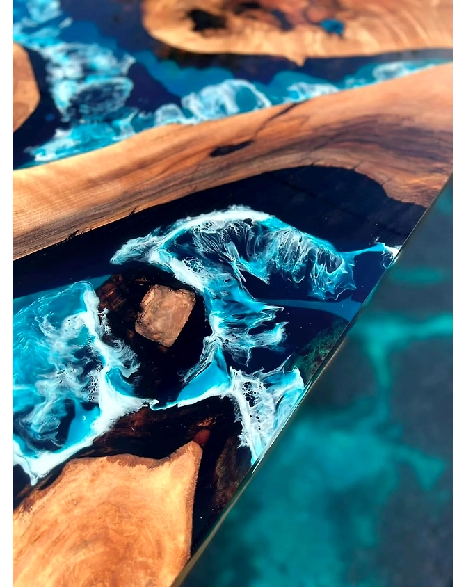 Solid Blue Epoxy Resin Dining Table Coffee Table Conference Table Center Table Console Table Living Room Table Kitchen Table End/Side Table Patio Table Home Décor Top Only-60by30-4