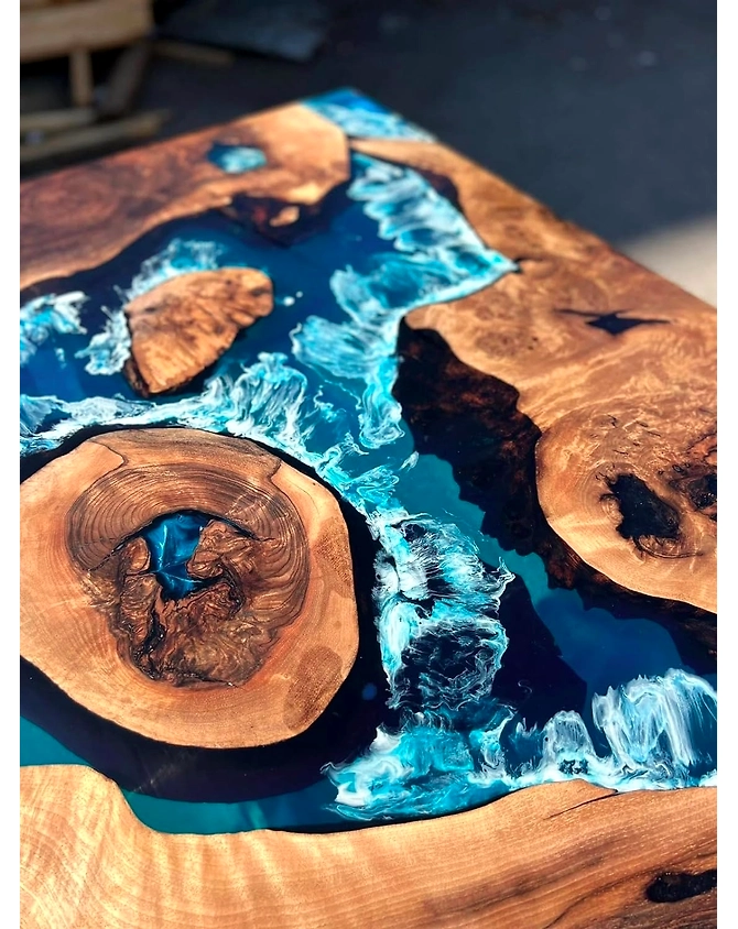 Solid Blue Epoxy Resin Dining Table Coffee Table Conference Table Center Table Console Table Living Room Table Kitchen Table End/Side Table Patio Table Home Décor Top Only-60by30-3