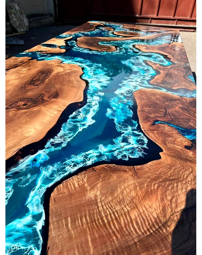 Solid Blue Epoxy Resin Dining Table Coffee Table Conference Table Center Table Console Table Living Room Table Kitchen Table End/Side Table Patio Table Home Décor Top Only-60by30-2
