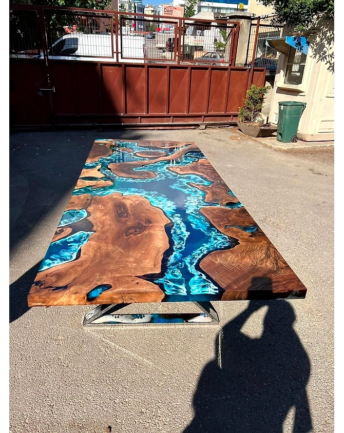 Solid Blue Epoxy Resin Dining Table Coffee Table Conference Table Center Table Console Table Living Room Table Kitchen Table End/Side Table Patio Table Home Décor Top Only-98647-1