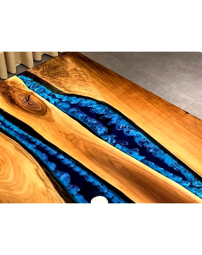 Custom Made Indoor Epoxy Dining Table Epoxy Coffee Table Living Room Table Blue Multi River Flow for 2, 4, 6, 8 Epoxy Table Top Bar Counter Top Home Décor Table Top Only-60by30-4