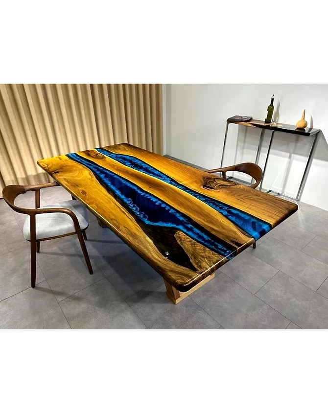 Custom Made Indoor Epoxy Dining Table Epoxy Coffee Table Living Room Table Blue Multi River Flow for 2, 4, 6, 8 Epoxy Table Top Bar Counter Top Home Décor Table Top Only-60by30-3