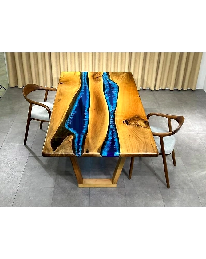 Custom Made Indoor Epoxy Dining Table Epoxy Coffee Table Living Room Table Blue Multi River Flow for 2, 4, 6, 8 Epoxy Table Top Bar Counter Top Home Décor Table Top Only-565641-1
