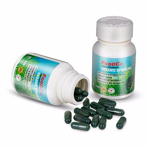 Unleash Vitality with FOODCO Organic Spirulina Capsules,Rich In Antioxidants,Immune Support,High In Amino Acids Certified & Natural Gluten-free High Source Of Vitamin & Protein Immunity Booster (Box Contain 60 capsules)