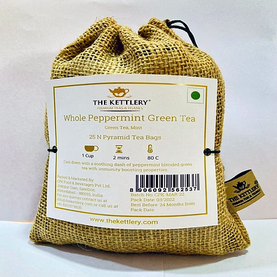 whole peppermint green tea bags (pack of 25)